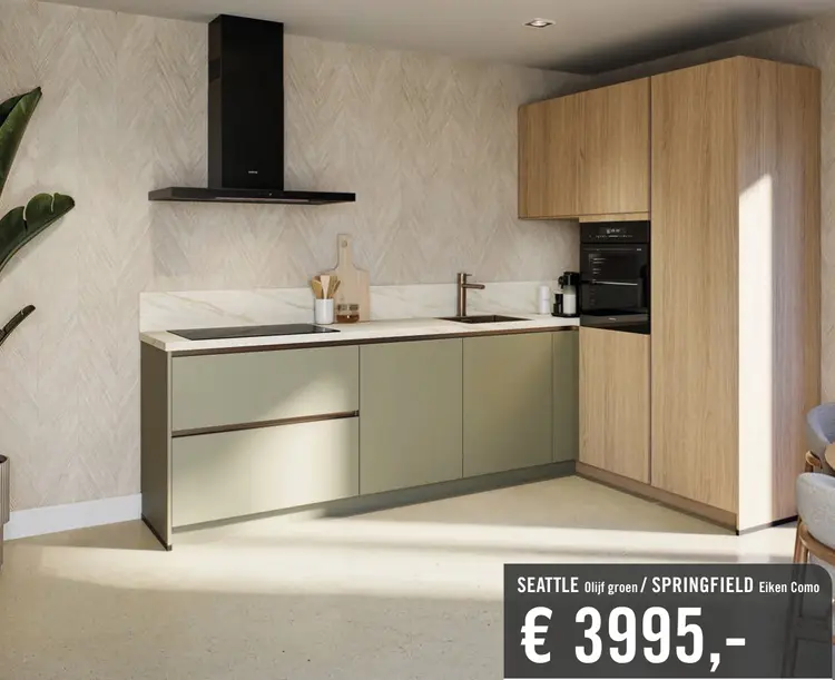 Aanbieding: SEATTLE olijf groen / SPRINGFIELD Eiken Como