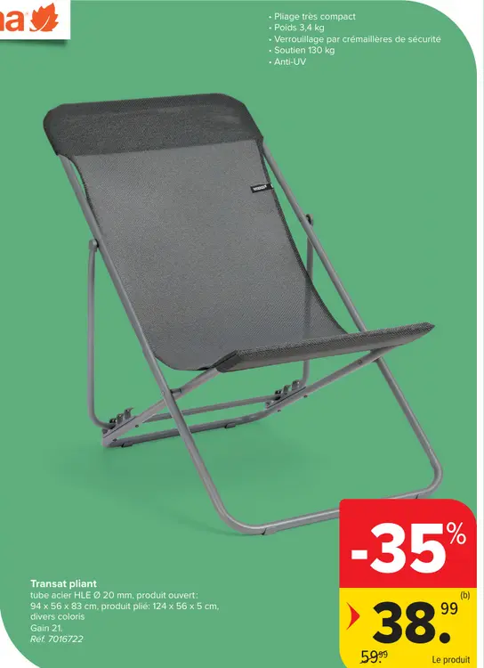 Offre: Transat pliant