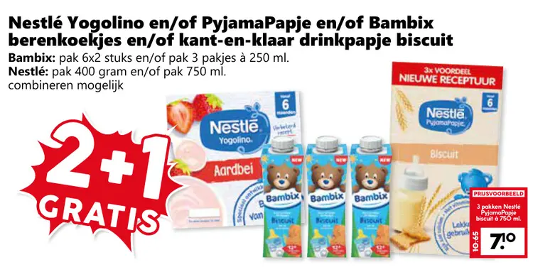 Aanbieding: Nestlé Yogolino en/of PyjamaPapje en/of Bambix berenkoekjes en/of kant-en-klaar drinkpapje biscuit