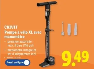 Offre: Pompe à vélo XL avec manomètre