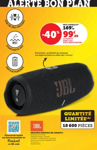 Aanbieding: Enceinte portable JBL charge 5