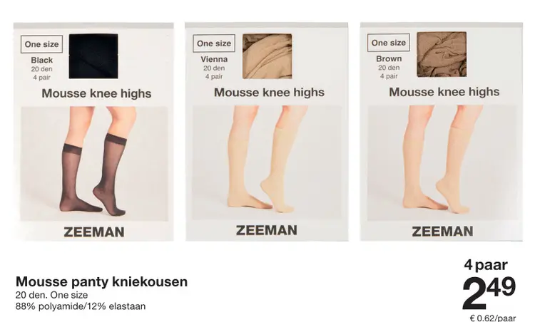 Promotie: Mousse panty kniekousen