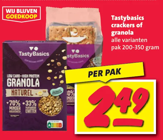Aanbieding: crackers of granola