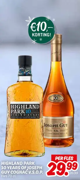 Aanbieding: Highland Park 10 Years or Joseph Guy Cognac V.S.O.P.