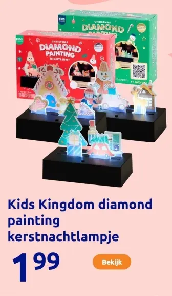 Offre: Kids Kingdom diamond painting kerstnachtlampje