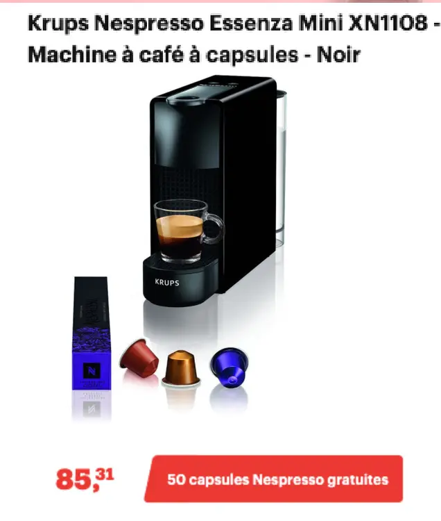 Offre: Krups Nespresso Essenza Mini XN1108 - Machine