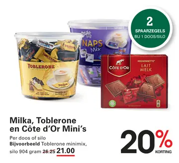 Aanbieding: Milka, Toblerone en Côte d'Or Mini's