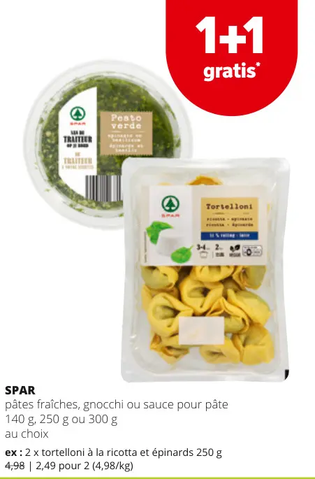 Offre: Ppâtes fraîches, gnocchi ou sauce pour pâte