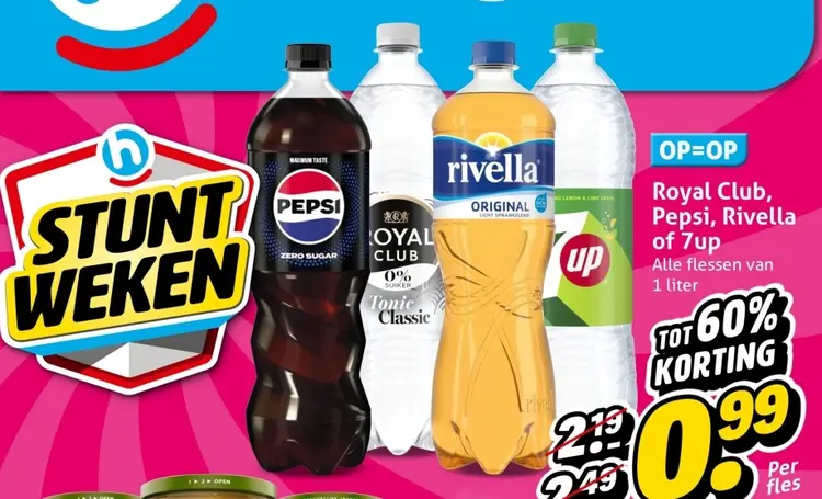 Aanbieding: Royal Club, Pepsi, Rivella of 7up