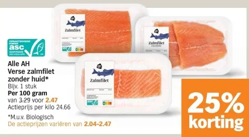 Aanbieding: Verse zalmfilet zonder huid