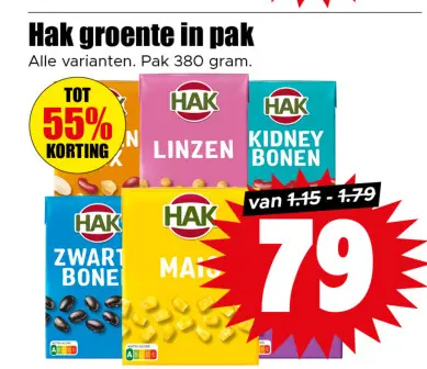 Aanbieding: groente in pak