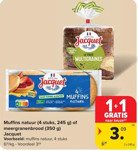 Promotie: Muffins natuur of meergranenbrood