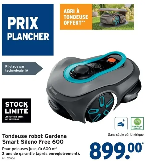 Offre: Tondeuse robot Gardena Smart Sileno Free 600