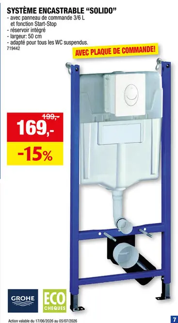 Offre: GROHE Solido système encastrable + plaque de commande