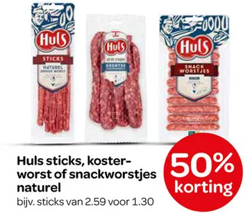 Aanbieding: Huls sticks, kosterworst of snackworstjes naturel