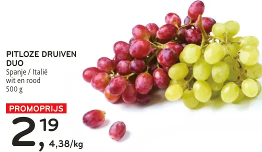 Promotie: Pitloze druiven duo