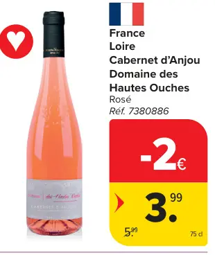 Offre: Cabernet d'Anjou Domaine des Hautes Ouches Rosé