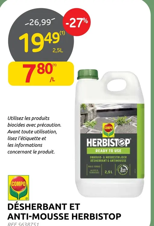 Offre: Désherbant et anti-mousse herbistop