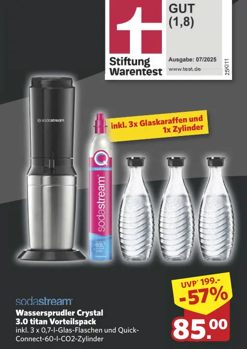 Aanbieding: Wassersprudler Crystal 3.0 titan Vorteilspack