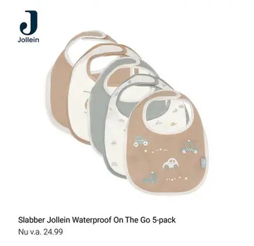 Aanbieding: Slabber Jollein Waterproof On The Go 5-pack