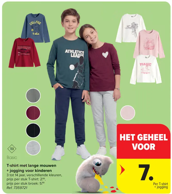 Promotie: T-shirt met lange mouwen + jogging voor kinderen