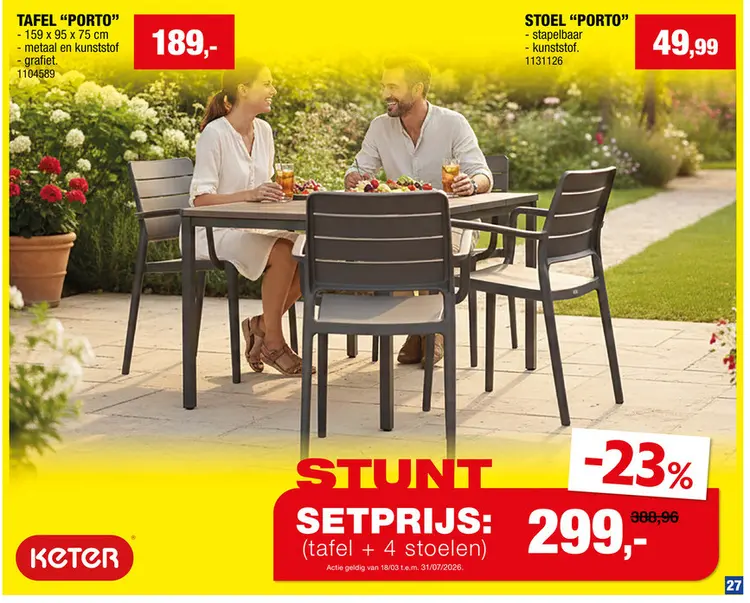 Promotie: Keter Signature Porto tuintafel 159x95 zwart/walnoot