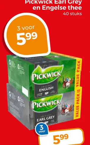 Aanbieding: Pickwick Earl Grey en Engelse thee
