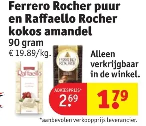 Promotie: Ferrero Rocher puur en Raffaello Rocher kokos