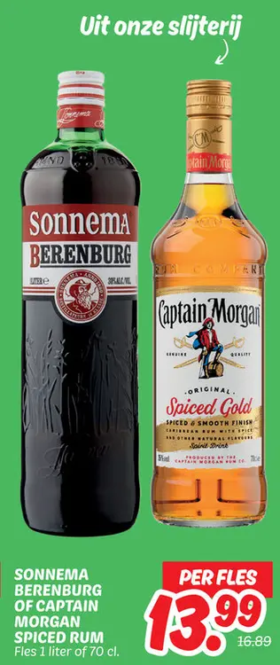 Aanbieding: Sonnema Berenburg of Captain Morgan Spiced Rum