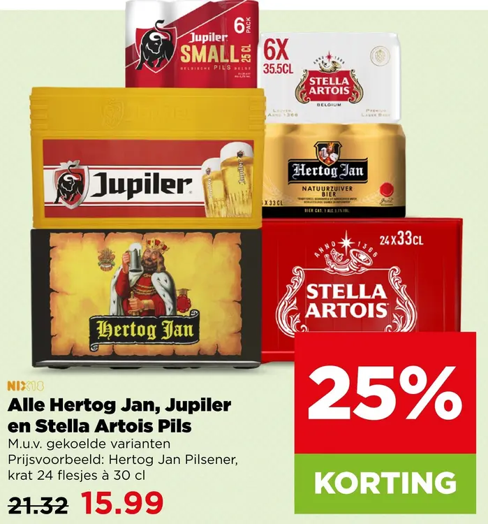 Aanbieding: Alle Hertog Jan, Jupiler en Stella Artois Pils