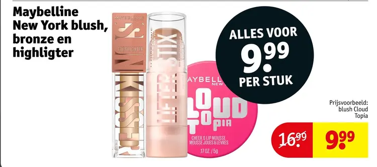 Aanbieding: Maybelline New York blush, bronze en highligter