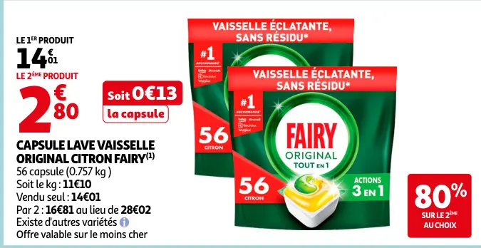 Offre: Capsule lave vaisselle original citron