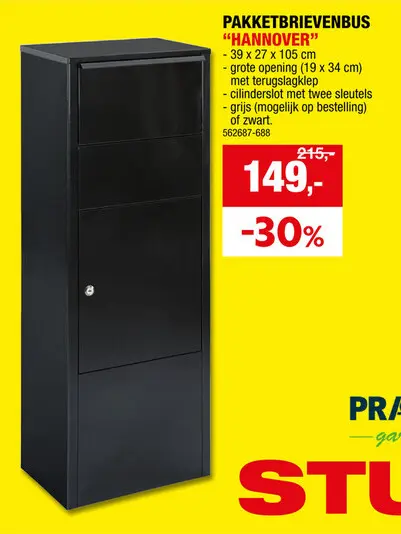 Promotie: Practo Garden Hannover pakketbrievenbus staal mat zwart