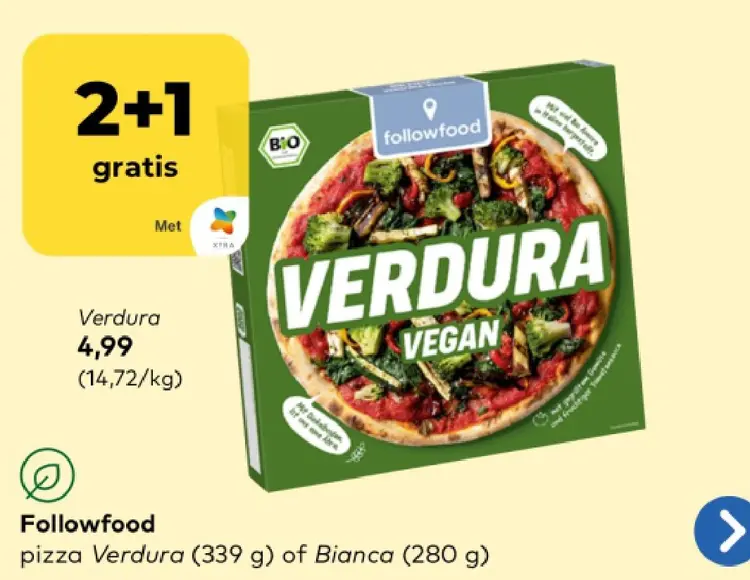 Promotie: pizza Verdura of Bianca