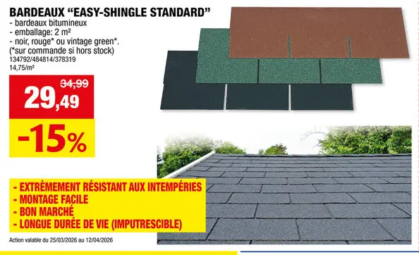 Offre: Aquaplan Easy-Shingle Standard bardeau imitation ardoise 2m² vintage Green