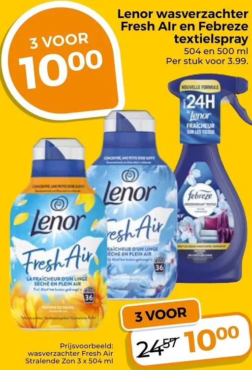 Aanbieding: Wasverzachter Fresh Air en Febreze textielspray