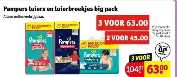 Aanbieding: Pampers luiers en luierbroekjes big pack