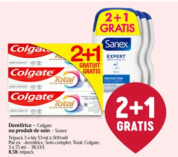 Offre: Dentifrice Colgate ou produit de soin Sanex
