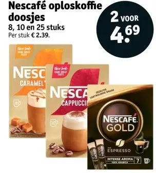 Aanbieding: Nescafé oploskoffie doosjes
