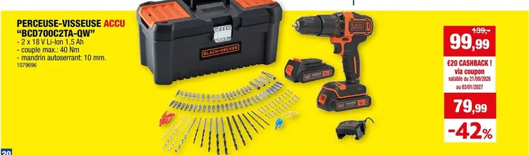 Offre: Perceuse-visseuse accu "BCD700C2TA-QW"