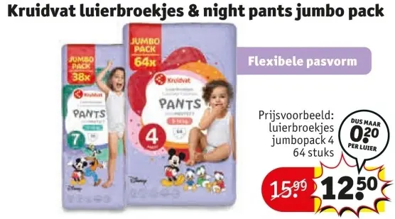 Aanbieding: luierbroekjes & night pants jumbo pack