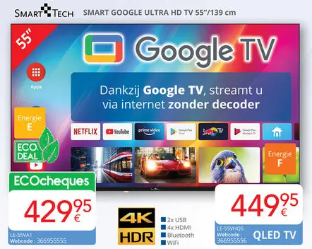 Promotie: SMART GOOGLE ULTRA HD TV 55"/139 cm