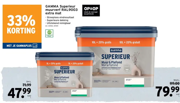 Promotie: GAMMA Superieur muurverf RAL9003 extra mat