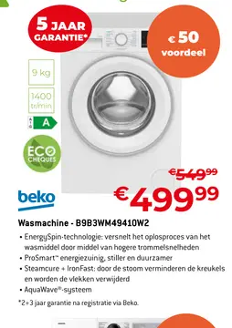 Aanbieding: Wasmachine - B9B3WM49410W2