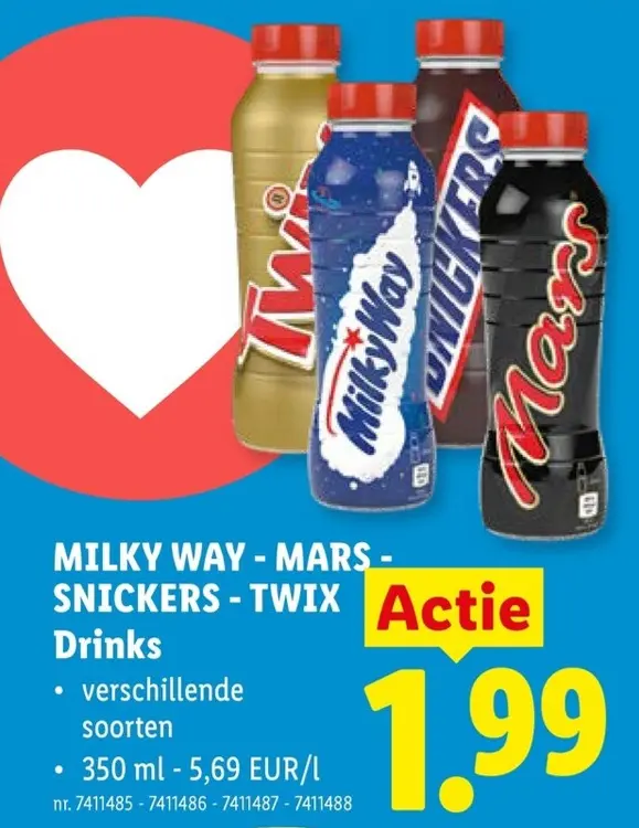 Promotie: MILKY WAY - MARS - SNICKERS - TWIX Drinks