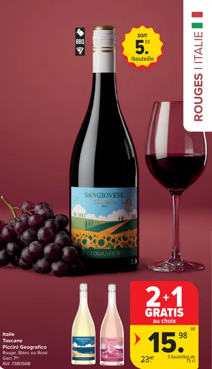 Offre: Piccini Geografico Toscane Rouge, Blanc ou Rosé