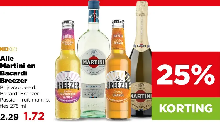 Aanbieding: Martini en Bacardi Breezer