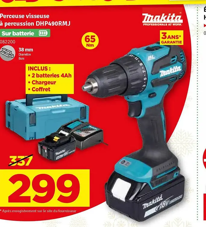 Offre: Perceuse visseuse à percussion DHP490RMJ