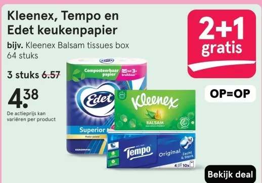 Aanbieding: Kleenex, Tempo en Edet keukenpapier