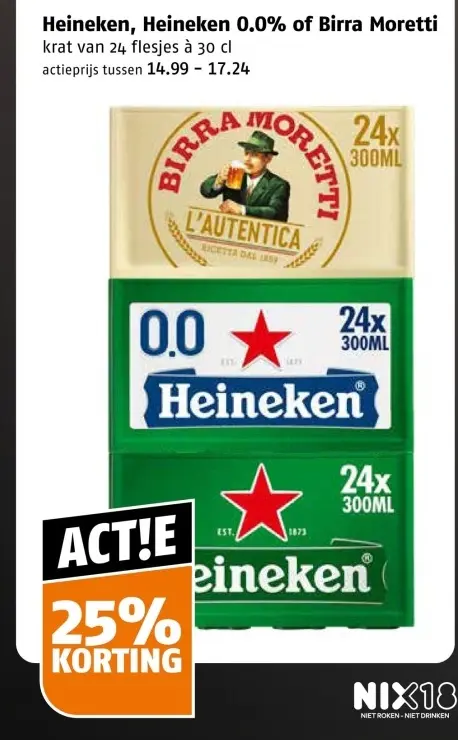 Aanbieding: Heineken, Heineken 0.0% of Birra Moretti